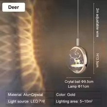 چراغ تزئینی آویزی مدل گوی کریستالی طرح گوزن