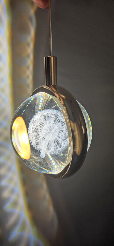 چراغ تزئینی آویزی مدل گوی کریستالی طرح قاصدک